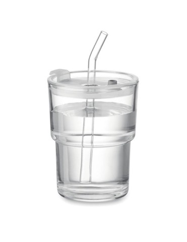 Gobelet en verre personnalisé avec paille 400ml - SIP Matières : verre Couleurs : transparent 2