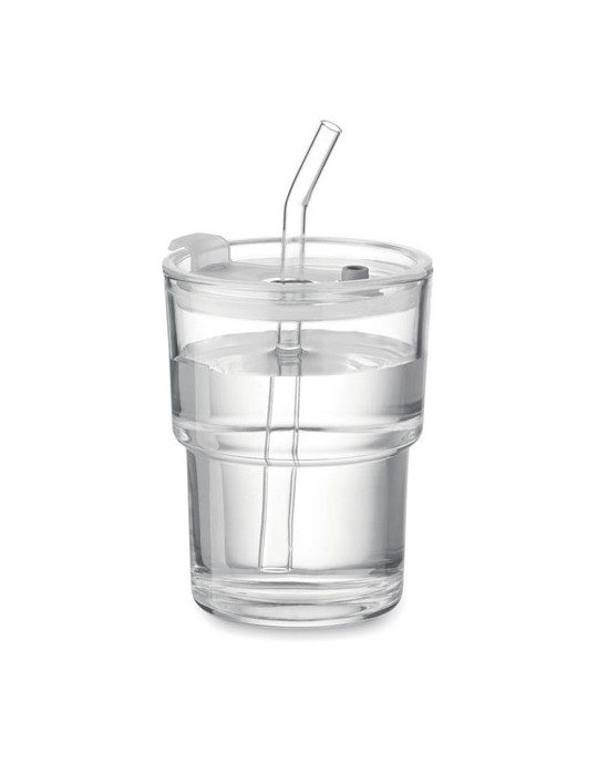 Gobelet verre et paille 400ml SIP