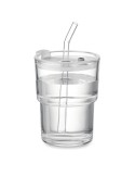 Gobelet en verre personnalisé avec paille 400ml - SIP Matières : verre Couleurs : transparent personnalisable avec votre logo