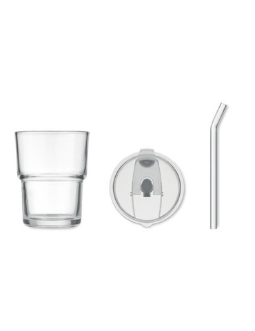 Gobelet en verre personnalisé avec paille 400ml - SIP Matières : verre Couleurs : transparent impression haute définition