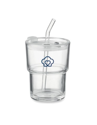 Gobelet en verre personnalisé avec paille 400ml - SIP Matières : verre Couleurs : transparent marquage laser ultra précis