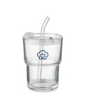 Gobelet en verre personnalisé avec paille 400ml - SIP Matières : verre Couleurs : transparent marquage laser ultra précis