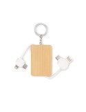 Porte-clés personnalisé et câble de charge  BUPOW Matières : bambou Couleurs : bois personnalisable avec votre logo