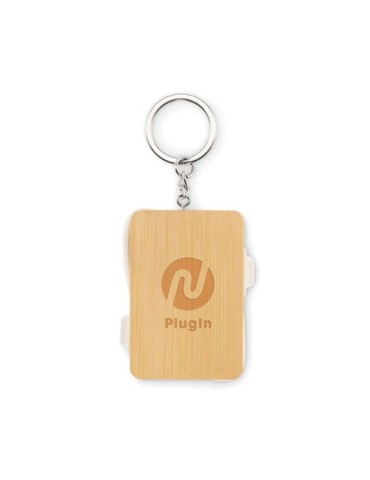 Porte-clés personnalisé et câble de charge  BUPOW Matières : bambou Couleurs : bois impression haute définition