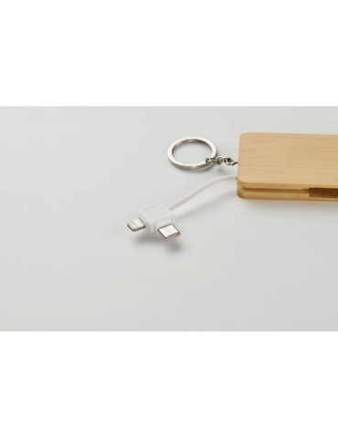 Porte-clés personnalisé et câble de charge  BUPOW Matières : bambou Couleurs : bois livraison express 24h 48h