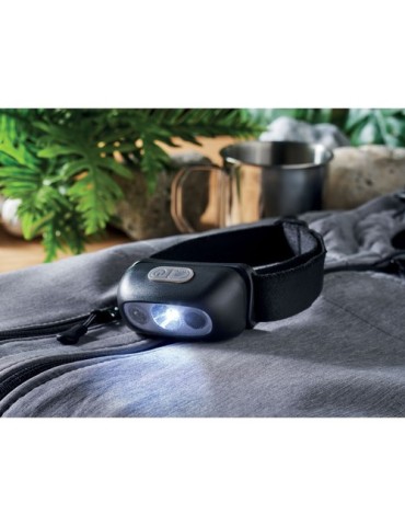 Lampe frontale LED rechargeable personnalisable ELYDEE Matières : ABS Couleurs : noir goodies publicitaire événementiel