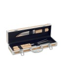 Ustensiles de BBQ personnalisables en acier inox - TOOLDERA Matières : acier inoxydable Couleurs : bois
