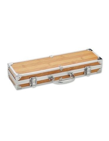 Ustensiles de BBQ personnalisables en acier inox - TOOLDERA Matières : acier inoxydable Couleurs : bois cadeau entreprise pas ch