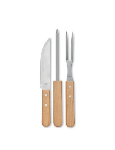 Ustensiles de BBQ personnalisables en acier inox - TOOLDERA Matières : acier inoxydable Couleurs : bois impression haute définit
