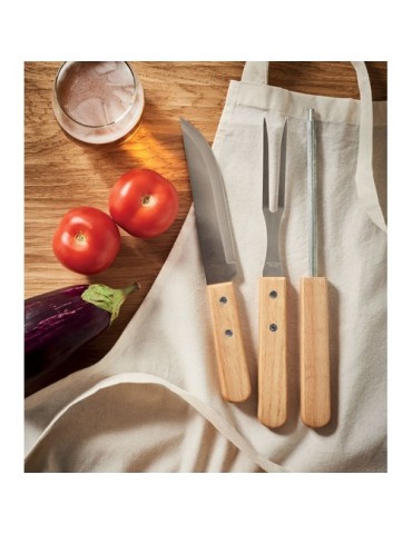 Ustensiles de BBQ personnalisables en acier inox - TOOLDERA Matières : acier inoxydable Couleurs : bois livraison express 24h 48