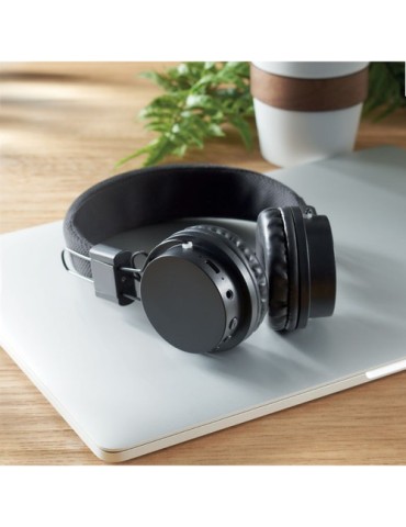 Casque sans fil pliable en ABS personnalisé TONE Matières : ABS Couleurs : noir goodies publicitaire événementiel