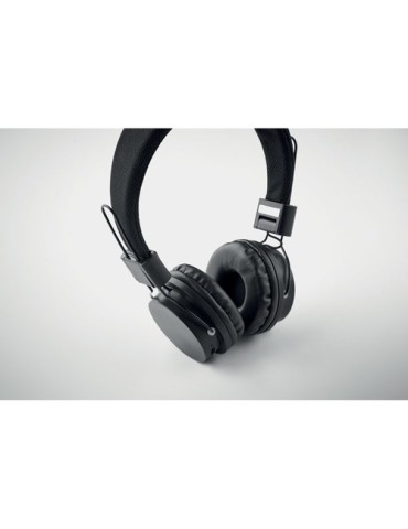 Casque sans fil pliable en ABS personnalisé TONE Matières : ABS Couleurs : noir personnalisation rapide en France