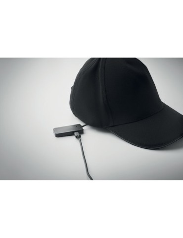 Casquette LED en coton 5 pans personnalisable LUZCAP Matières : coton Couleurs : noir accessoire événementiel unique