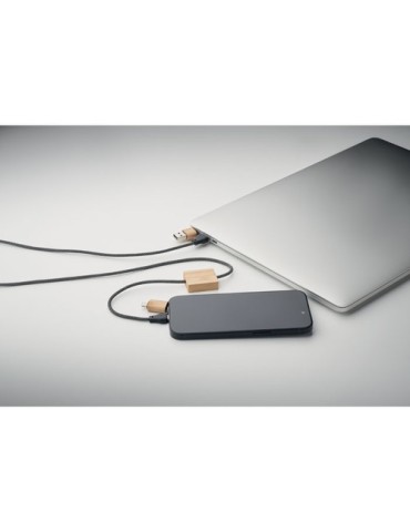 Câble de chargement personnalisable 60W  CABOO Matières : bambou Couleurs : bois goodies publicitaire événementiel