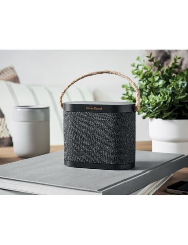 Enceinte sans fil personnalisable 15W avec chargeur WUSIC Matières : ABS Couleurs : noir impression haute définition