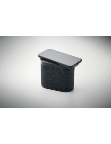 Enceinte sans fil personnalisable 15W avec chargeur WUSIC Matières : ABS Couleurs : noir marquage laser ultra précis