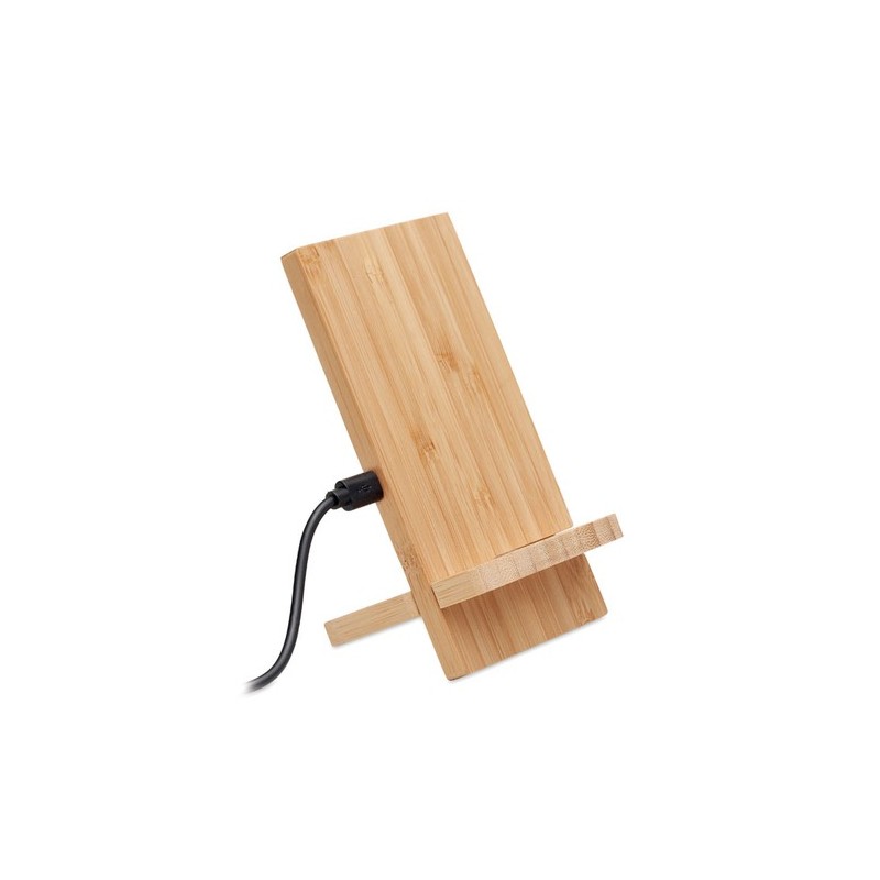 Chargeur sans fil personnalisé WHIPPY PLUS - Support et chargeur 10W Matières : PVC Couleurs : bois