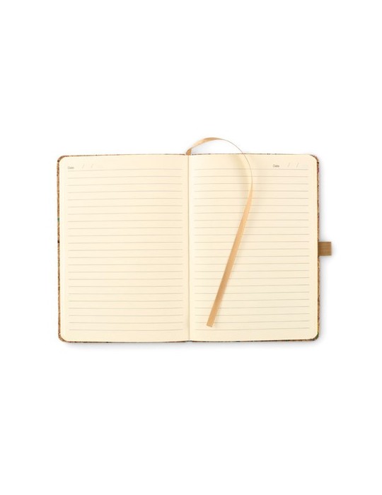 Cahier A5 personnalisable en liège de couleur CORNOTA Matières : papier Couleurs : beige goodies publicitaire événementiel