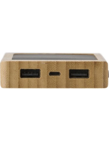 Chargeur solaire en bambou  8 000mAh Joan Matières : bambou Couleurs : bambou cadeau entreprise pas cher