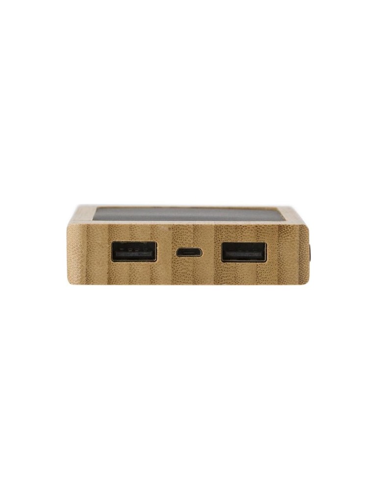 Chargeur solaire en bambou  8 000mAh Joan Matières : bambou Couleurs : bambou impression haute définition