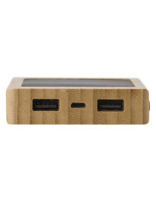Chargeur solaire en bambou  8 000mAh Joan Matières : bambou Couleurs : bambou impression haute définition