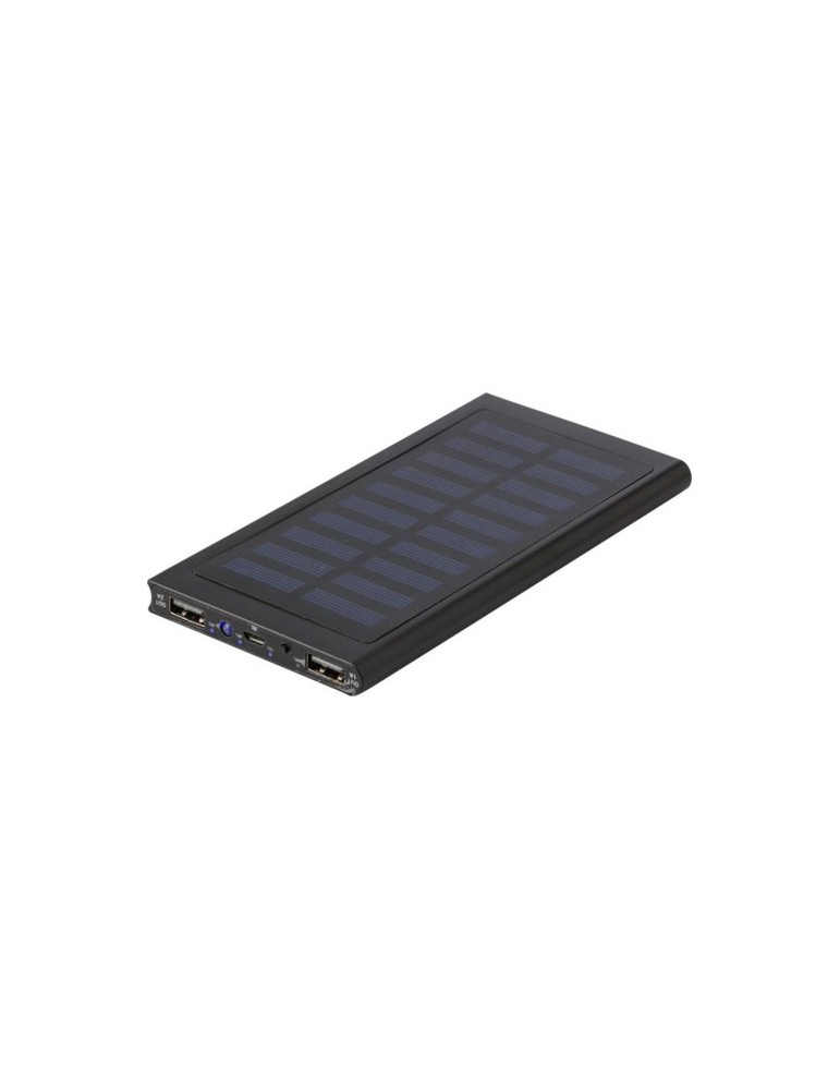 Power bank solaire  en aluminium 8 000mAh - Adriana Matières : aluminium Couleurs : noir cadeau entreprise pas cher