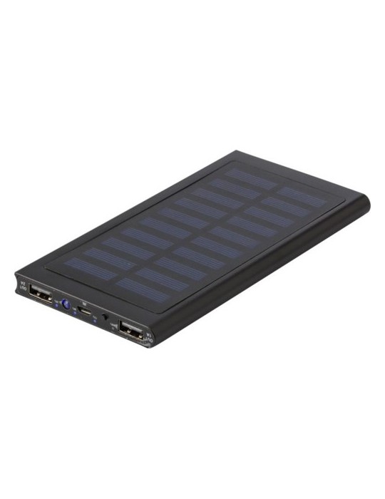 Power bank solaire  en aluminium 8 000mAh - Adriana Matières : aluminium Couleurs : noir cadeau entreprise pas cher