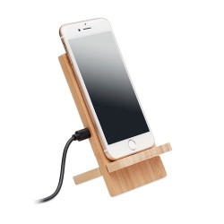 Chargeur sans fil personnalisé WHIPPY PLUS - Support et chargeur 10W Matières : PVC Couleurs : bois goodies publicitaire événeme