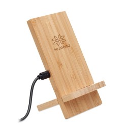 Chargeur sans fil personnalisé WHIPPY PLUS - Support et chargeur 10W Matières : PVC Couleurs : bois impression haute définition