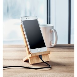 Chargeur sans fil personnalisé WHIPPY PLUS - Support et chargeur 10W Matières : PVC Couleurs : bois marquage laser ultra précis