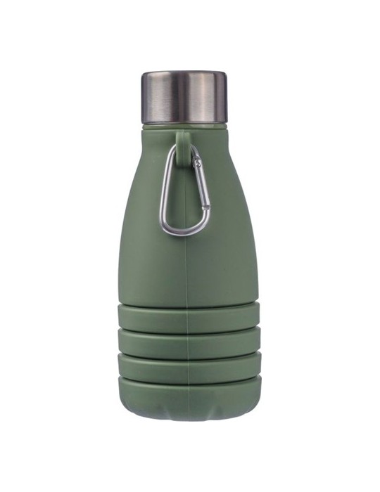 Gourde pliable personnalisée en silicone de 550 ml Erin Matières : acier inoxydable Couleurs : vert