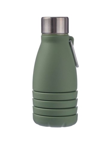 Gourde pliable personnalisée en silicone de 550 ml Erin Matières : acier inoxydable Couleurs : vert 2