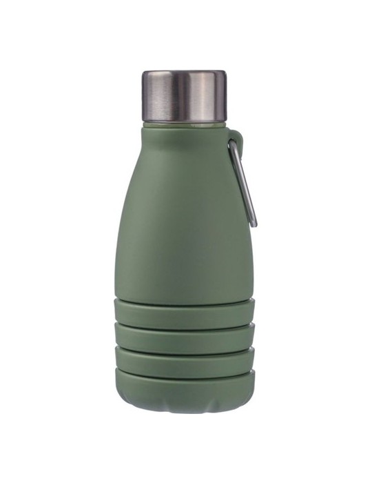 Gourde pliable personnalisée en silicone de 550 ml Erin Matières : acier inoxydable Couleurs : vert impression haute définition