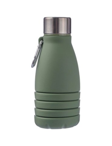 Gourde pliable personnalisée en silicone de 550 ml Erin Matières : acier inoxydable Couleurs : vert impression haute définition