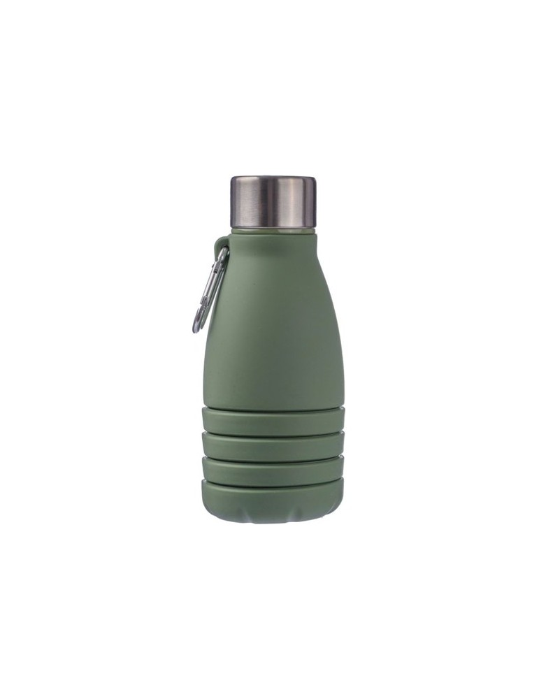 Gourde pliable personnalisée en silicone de 550 ml Erin Matières : acier inoxydable Couleurs : vert impression haute définition