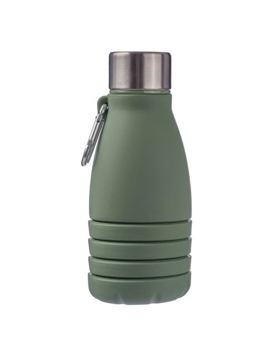 Gourde pliable personnalisée en silicone de 550 ml Erin Matières : acier inoxydable Couleurs : vert impression haute définition
