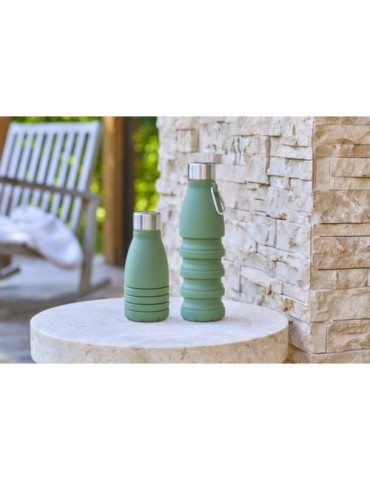 Gourde pliable personnalisée en silicone de 550 ml Erin Matières : acier inoxydable Couleurs : vert goodies entreprise design