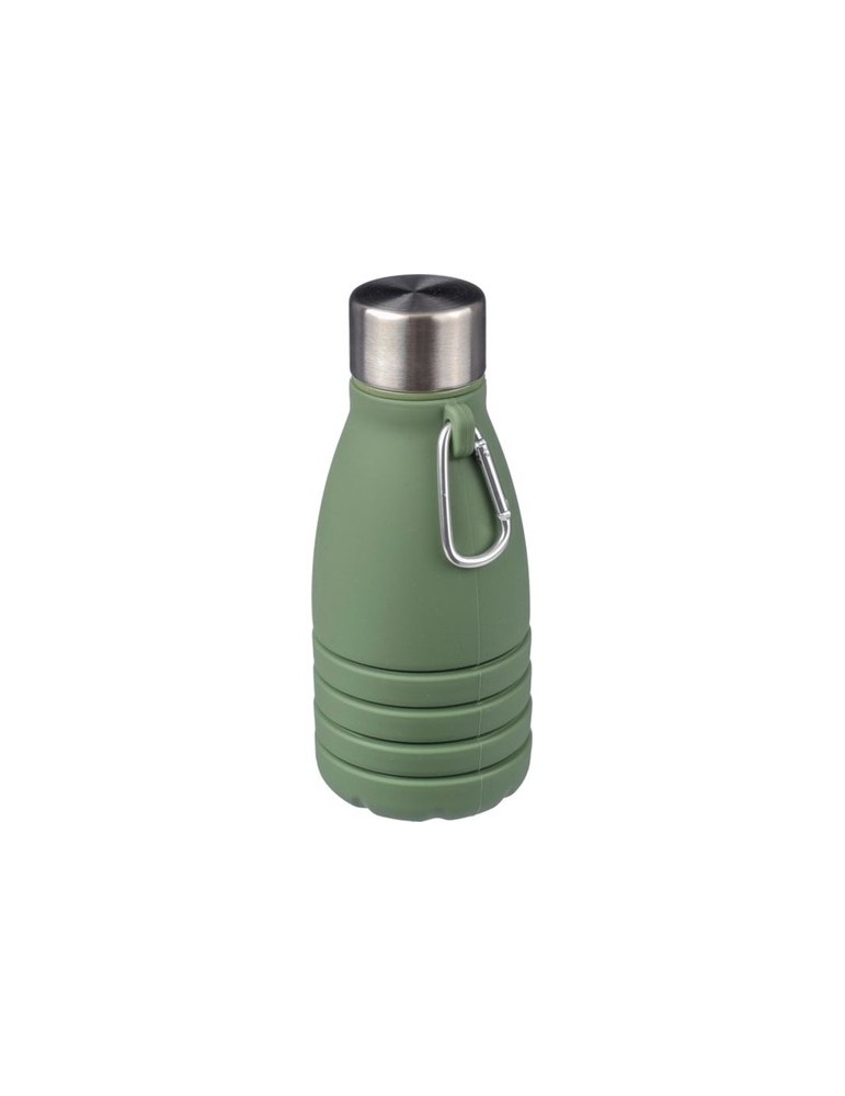Gourde pliable personnalisée en silicone de 550 ml Erin Matières : acier inoxydable Couleurs : vert cadeau client original