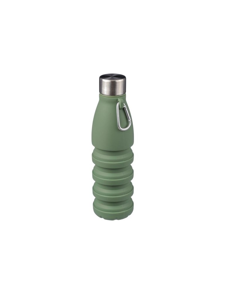 Gourde pliable personnalisée en silicone de 550 ml Erin Matières : acier inoxydable Couleurs : vert cadeau affaires élégant