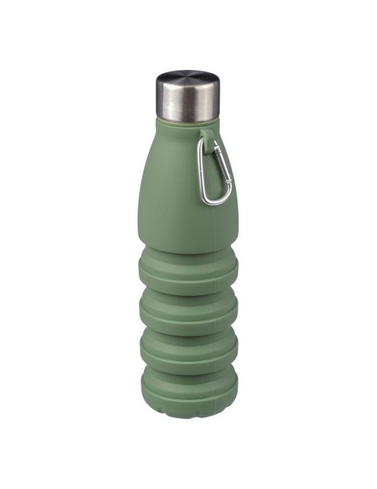 Gourde pliable personnalisée en silicone de 550 ml Erin Matières : acier inoxydable Couleurs : vert cadeau affaires élégant