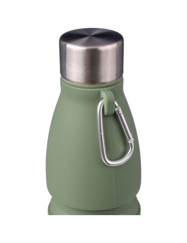 Gourde pliable personnalisée en silicone de 550 ml Erin Matières : acier inoxydable Couleurs : vert goodies publicitaire durable
