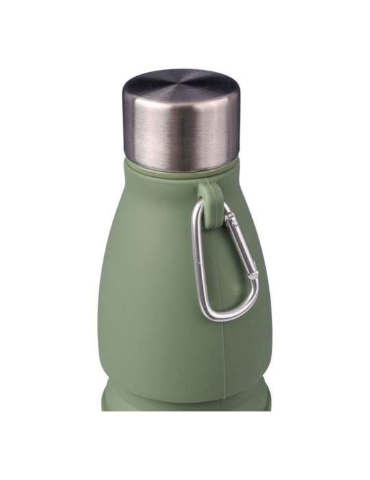 Gourde pliable personnalisée en silicone de 550 ml Erin Matières : acier inoxydable Couleurs : vert goodies publicitaire durable