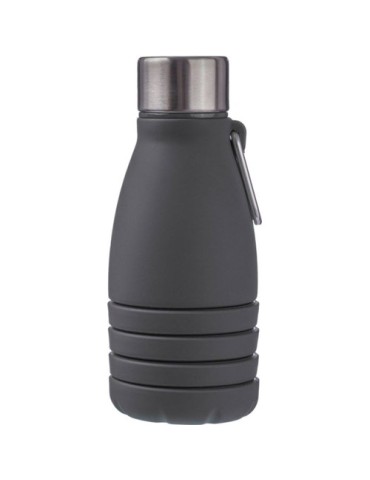 Gourde pliable personnalisée en silicone de 550 ml Erin Matières : acier inoxydable Couleurs : noir personnalisable avec votre l