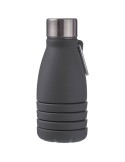 Gourde pliable personnalisée en silicone de 550 ml Erin Matières : acier inoxydable Couleurs : noir personnalisable avec votre l