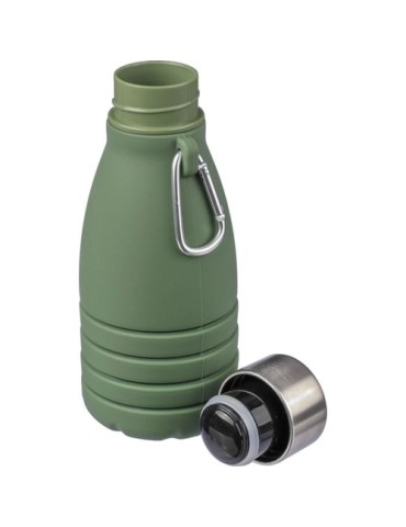 Gourde pliable personnalisée en silicone de 550 ml Erin Matières : acier inoxydable Couleurs : noir cadeau collaborateur premium