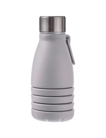Gourde pliable personnalisée en silicone de 550 ml Erin Matières : acier inoxydable Couleurs : gris cadeau entreprise pas cher