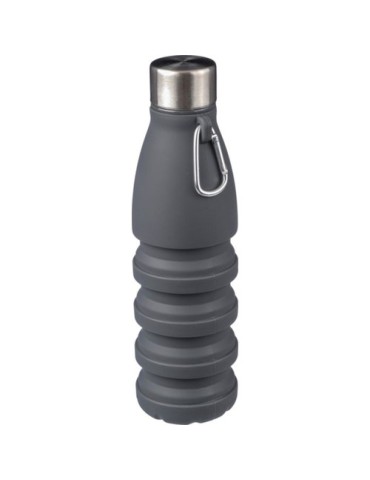 Gourde pliable personnalisée en silicone de 550 ml Erin Matières : acier inoxydable Couleurs : gris objet publicitaire robuste