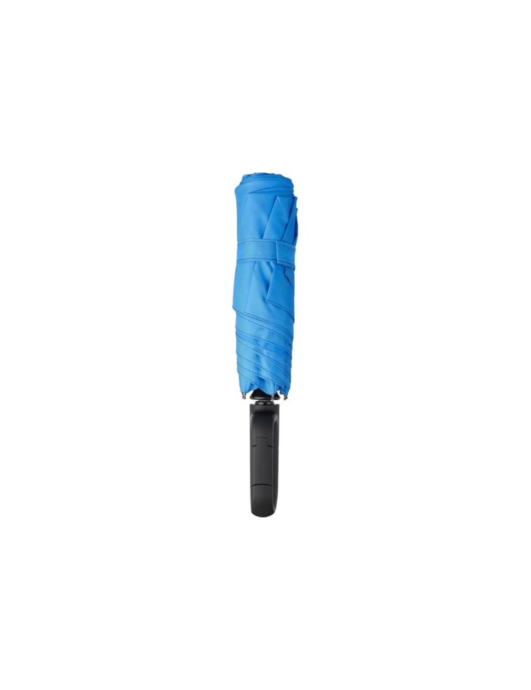 Parapluie pliable publicitaire en rPET Cynthia Matières : plastique Couleurs : bleu cobalt personnalisation sur mesure