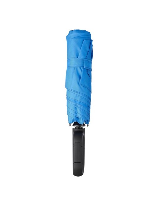 Parapluie pliable publicitaire en rPET Cynthia Matières : plastique Couleurs : bleu cobalt personnalisation sur mesure