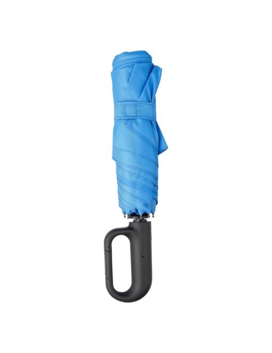 Parapluie pliable publicitaire en rPET Cynthia Matières : plastique Couleurs : bleu cobalt marquage couleur éclatante